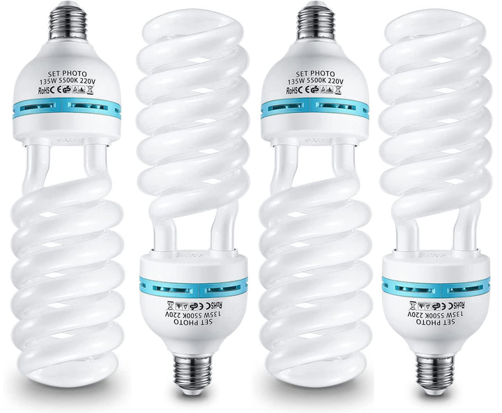 TLGREEN 4 x 135W Spiral-Tageslichtlampe Fotolampe Fotoleuchte, 5500K, E27 Fassung Energiesparlampe S