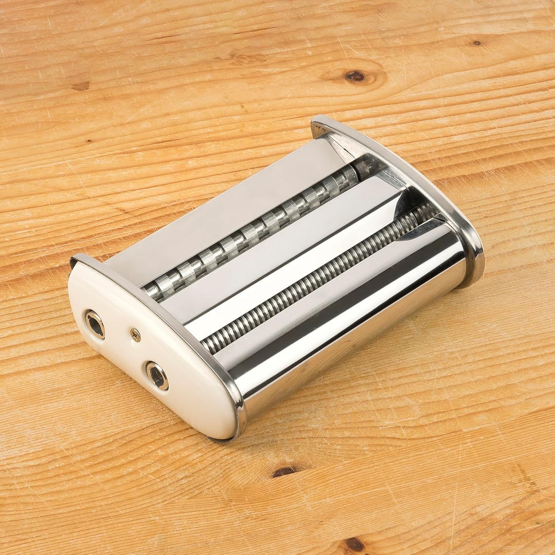 Girmi IM92 Nudelmaschine, Edelstahlgehäuse, 7 Teigstärken, 3 Pastaformen, Aluminiumwalzen, Cremefarb