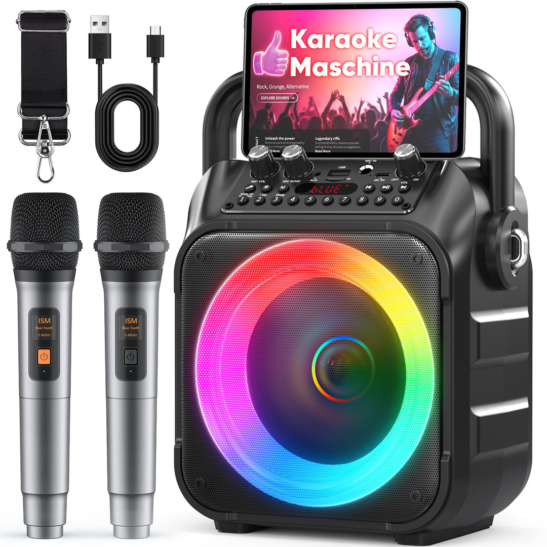 Karaoke Maschine mit 2 Karaoke Mikrofonen: Singingmate Karaoke Anlage mit 2 Mikrofonen für Erwachsen