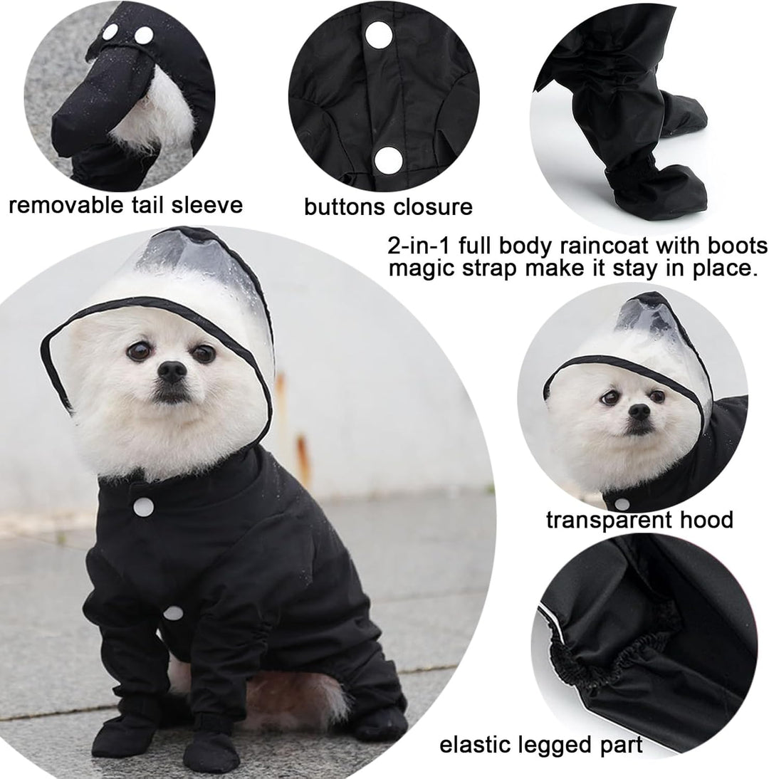 Zunea Wasserdichter Hunderegenmantel mit Kapuze für kleine Hunde Welpen Regenponcho Overall mit Rege