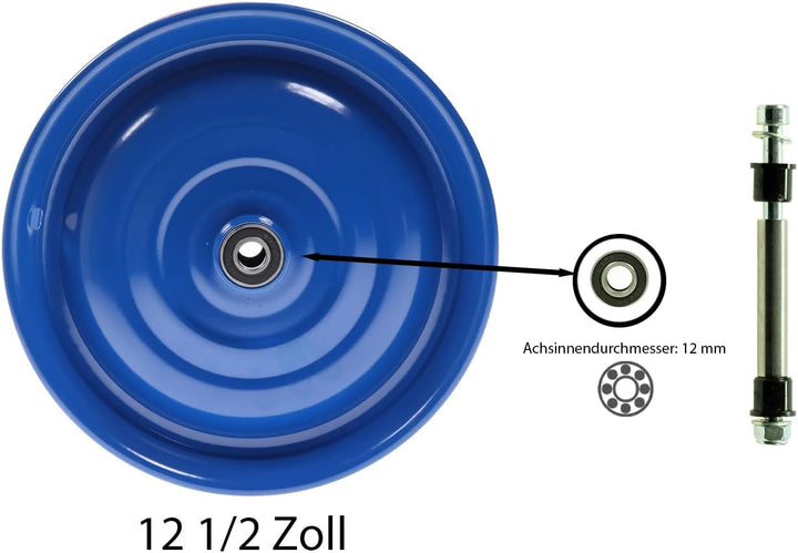 Scheibenrad Anhänger Handwagen Laufrad Rad Felge 12 1/2 Zoll Klaufix DDR (4 Stück Blau), 4 Stück Bla