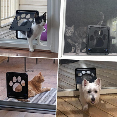 Enjoying Haustier Fliegengitter Tür Hundeklappe für kleine Hunde Katzen Klappe Bildschirmtür mit Ver