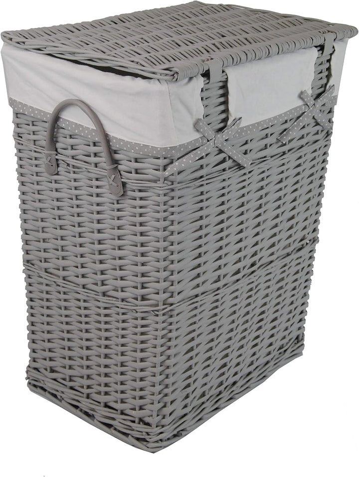DVier 02HgRt-b Wäschekorb, Weide, wasch grau, BxTxH 40x30x55cm