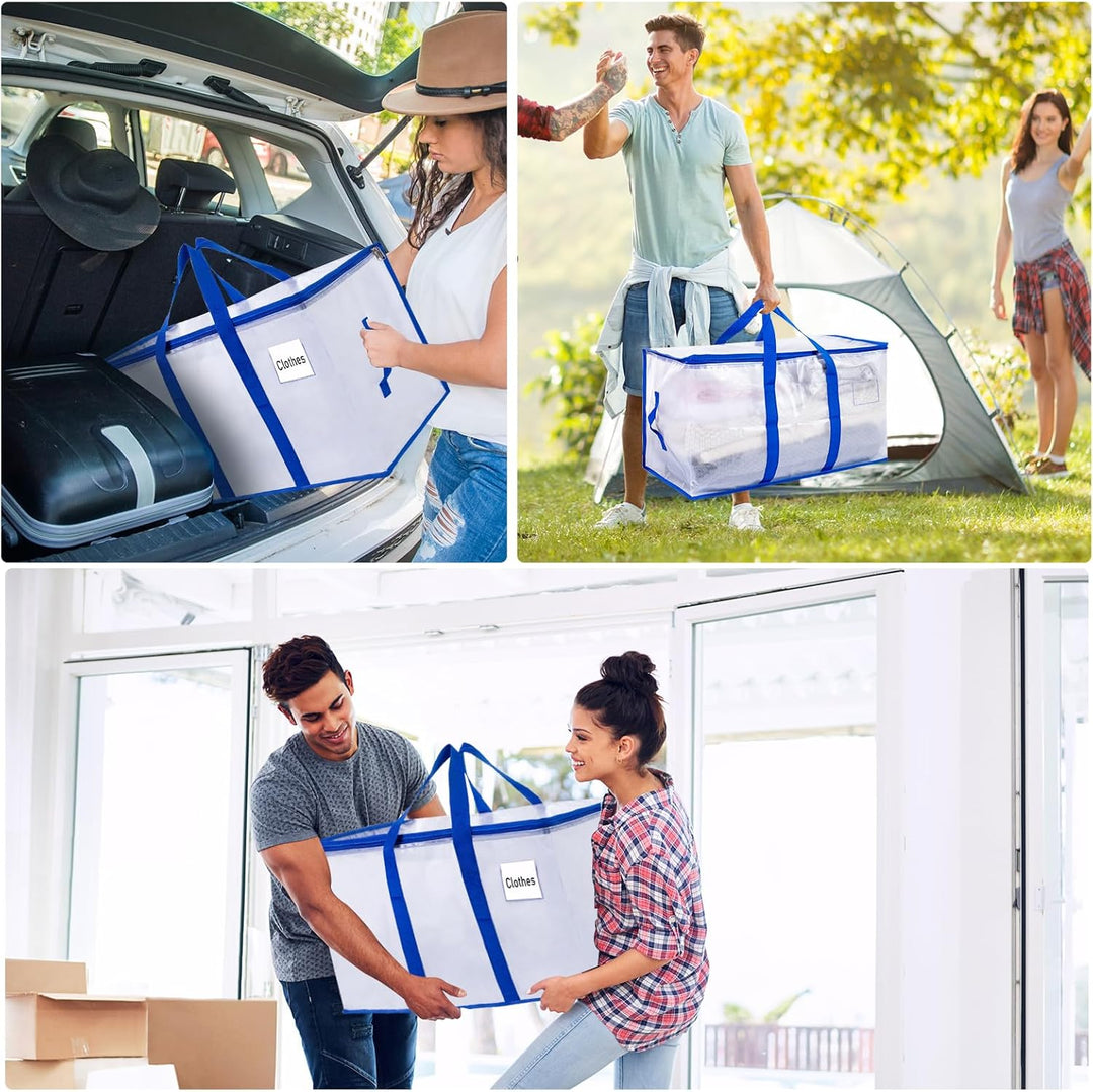 Umzugstaschen 105 L, 8er-Pack Aufbewahrungstaschen mit Reissverschluss, Umzugstaschen Heavy Duty Ext