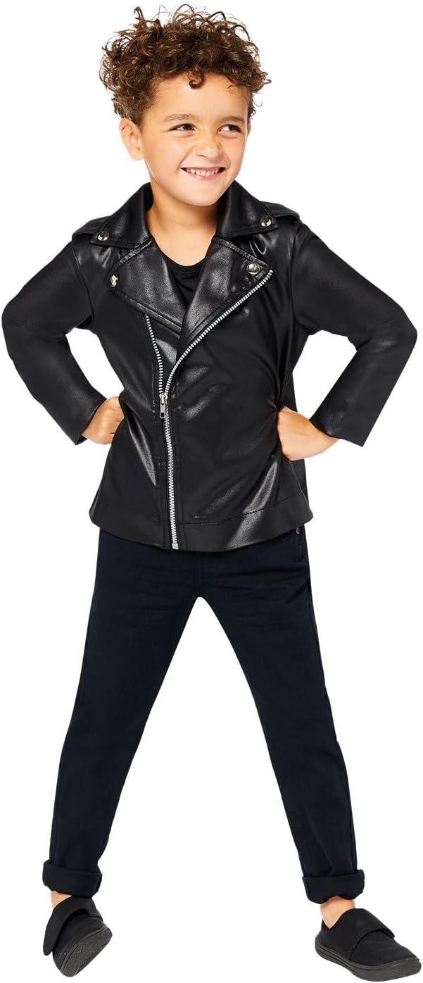 amscan Jungen Kostüm Grease Kostüm (1er Pack) 128 Schwarz, 128 Schwarz