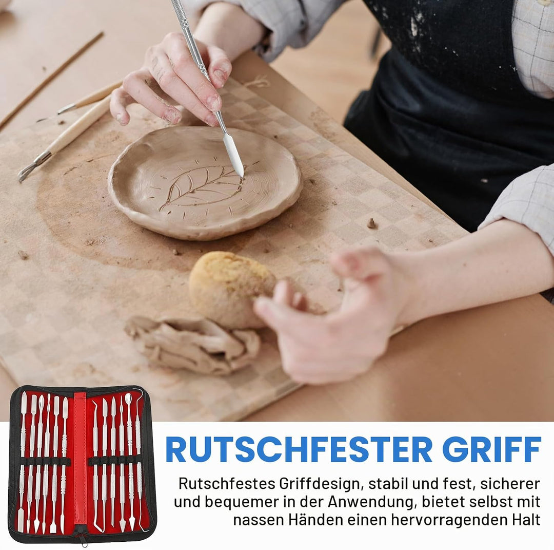 Modellierwerkzeug Modelierwerkzeugset Wachsschnitzer Werkzeuge: 12 Stück Töpferwerkzeug Set Edelstah