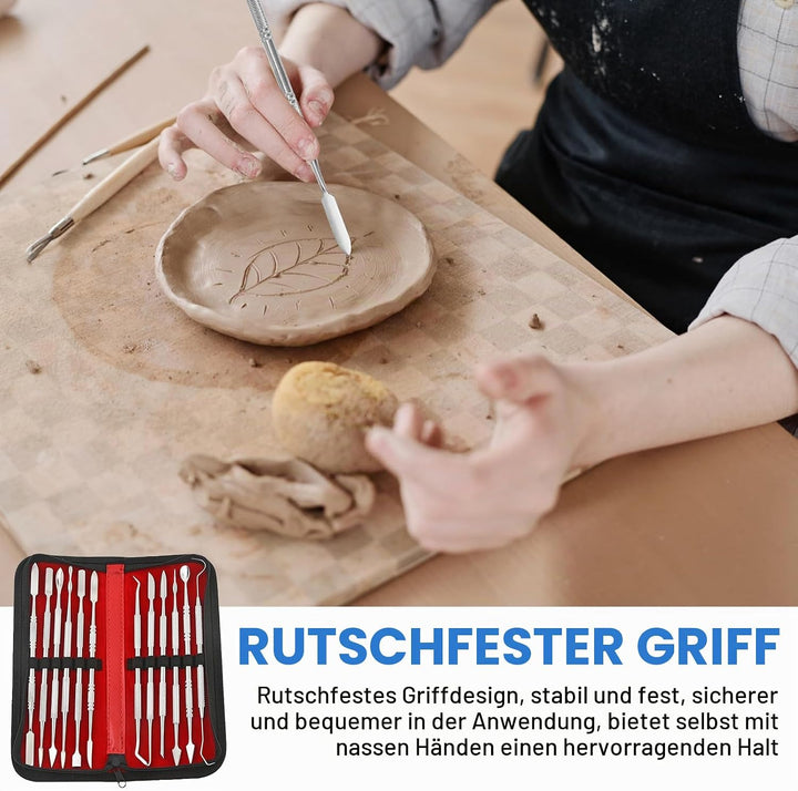 Modellierwerkzeug Modelierwerkzeugset Wachsschnitzer Werkzeuge: 12 Stück Töpferwerkzeug Set Edelstah