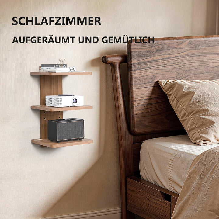 WALI Schwebendes TV-Regal, 3-stöckiges Projektorregal für DVD-Player, Router, Spielkonsolen, Kabelbo