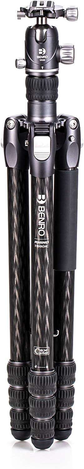 Benro Carbon Fibre Three Series Tripod/Monopod with VX30 Ballhead, 4 Leg Sections, Twist Leg Locks,