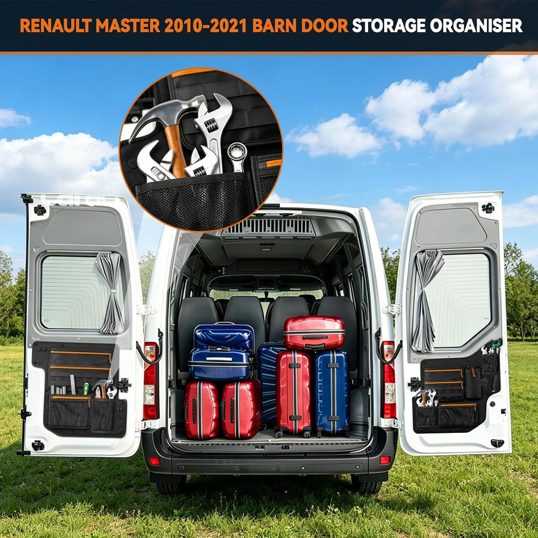 2PCS Scheunentür Lagerorganisator für Renault Master Opel Movano 2010-2021 | Stauraumsparer Scheunen