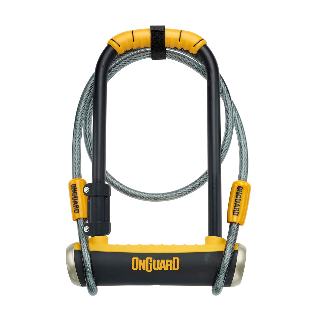 ONGUARD Pitbull Dt beugelslot, zwart, 115 mm x 230 mm x 14 mm + 120 cm x 10 mm, Schwarz Schwarz 115