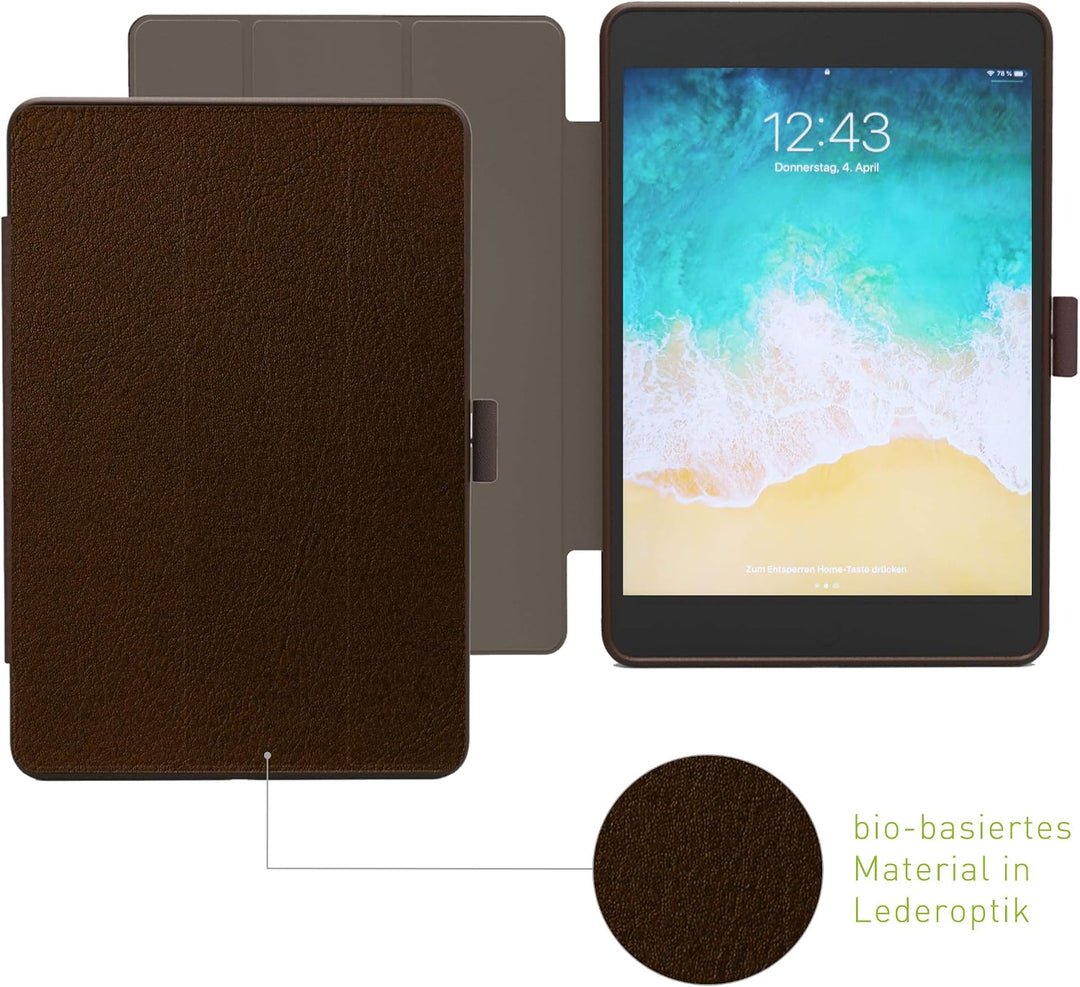 KMP GreenNu Schutzhülle/Klapphülle passend für iPad 9,7“ 2017/2018 – braun - 100% recyclebar – ohne