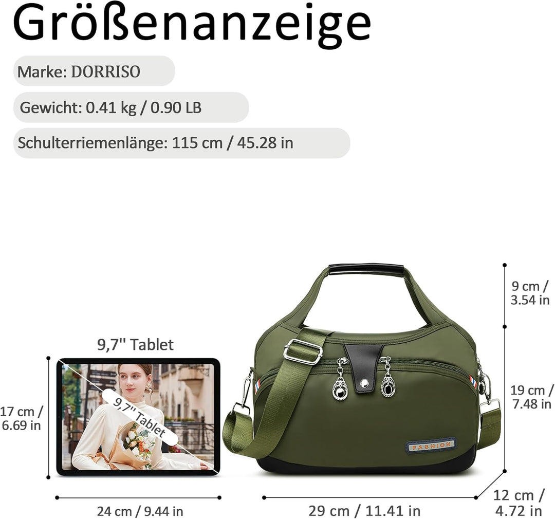 DORRISO Damen Umhängetasche Handtasche Mode Schultertasche Casual Umhängetaschen Reise Arbeit Lässig