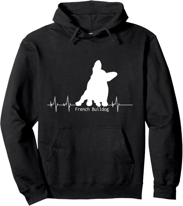 Herzschlag Pulslinie Design - French Bulldog Pullover Hoodie