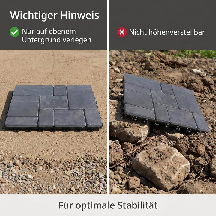 BodenMax 8-er Set Klickfliesen Terrasse Balkon Boden Gehwegplatten Naturstein SCHIEFER | Klassik Mos