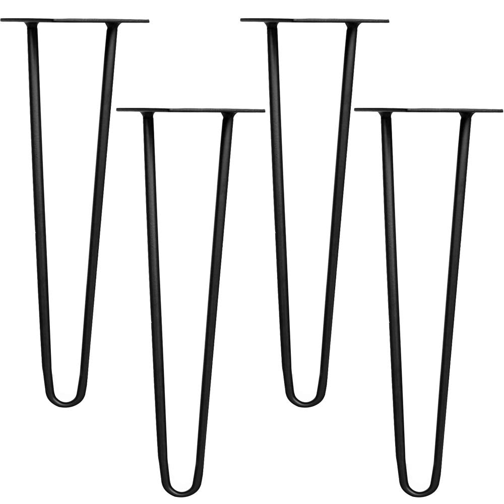 Melko 4 Stück Hairpin Legs Haarnadel Tischbeine aus 12 mm Stahl Tischfuss inkl. Bodenschoner | Höhe