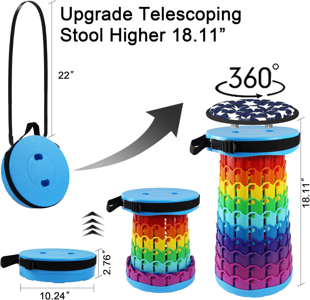 ALEVMOOM Tragbarer Klapphocker,Camping Hocker Teleskophocker,Klappbarer Hocker,Mini Leichte Campingh