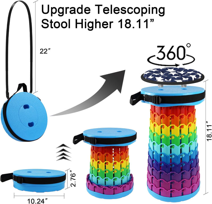 ALEVMOOM Tragbarer Klapphocker,Camping Hocker Teleskophocker,Klappbarer Hocker,Mini Leichte Campingh