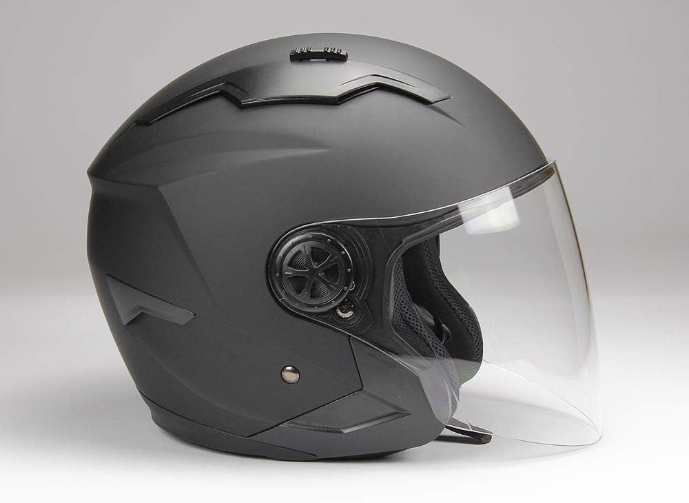 BNO Jethelm mit Langvisier Jet300 Motorradhelm Roller Helm Schutzhelm Matt Schwarz (S-XXL) (S), S