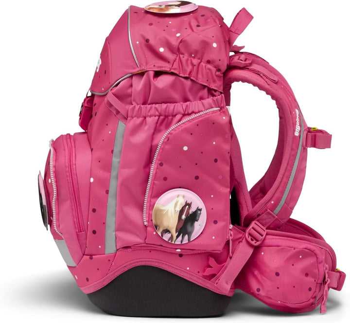 ergobag pack Set ergonomischer Schulrucksack, 6-teilig, Urlaub auf dem ReitBärhof - Pink, Einheitsgr