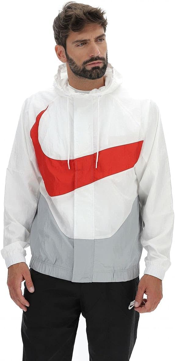 Nike Mens M NSW Swoosh WVN LND JKT Jacket, White/lt Smoke Grey/University red, S