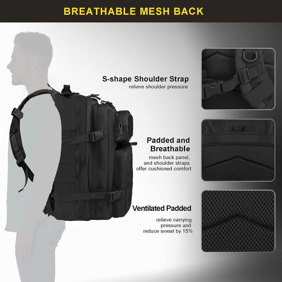 Zavothy, 45l taktischer Militär-Rucksack für Damen und Herren – grosser 3-Tage-Einsatzrucksack mit M