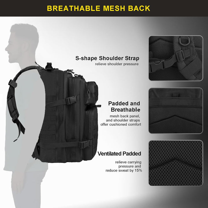 Zavothy, 45l taktischer Militär-Rucksack für Damen und Herren – grosser 3-Tage-Einsatzrucksack mit M