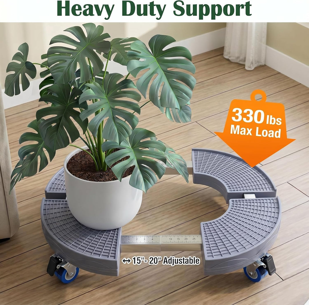 K KASONIC Pflanzenuntersetzer mit 4 Rollen, 150KG Tragkraft, 37-43cm Verstellbarer Rollstand für Inn