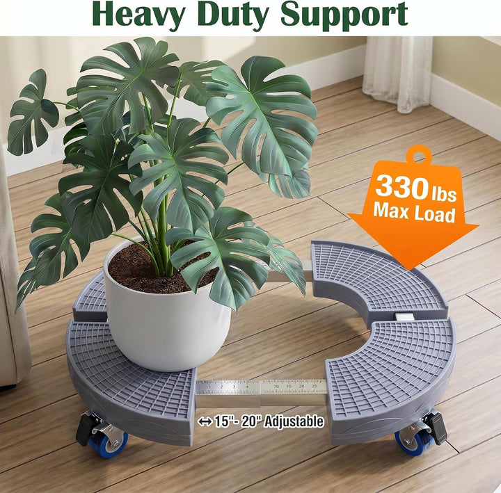 K KASONIC Pflanzenuntersetzer mit 4 Rollen, 150KG Tragkraft, 37-43cm Verstellbarer Rollstand für Inn