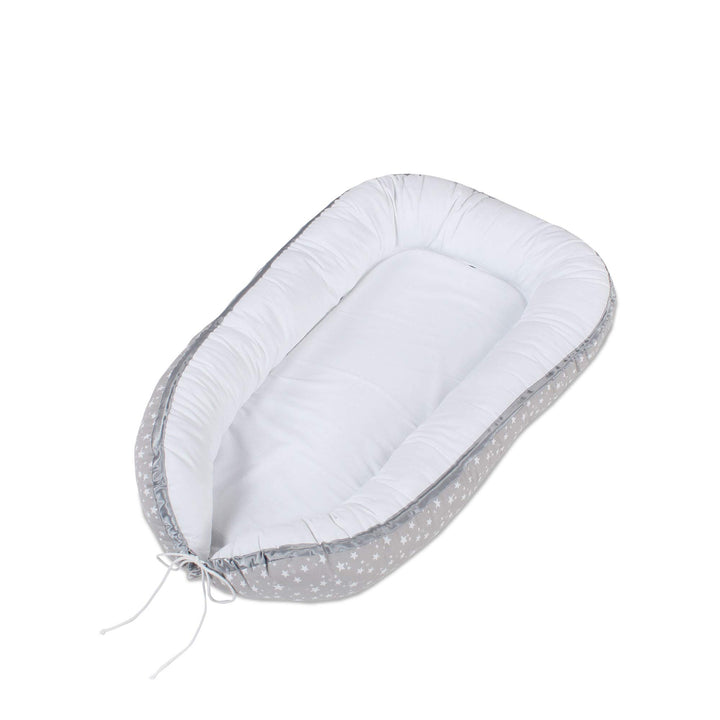 babybay Kuschelnest, perlgrau Sterne weiss, Perlgrau Sterne Weiss