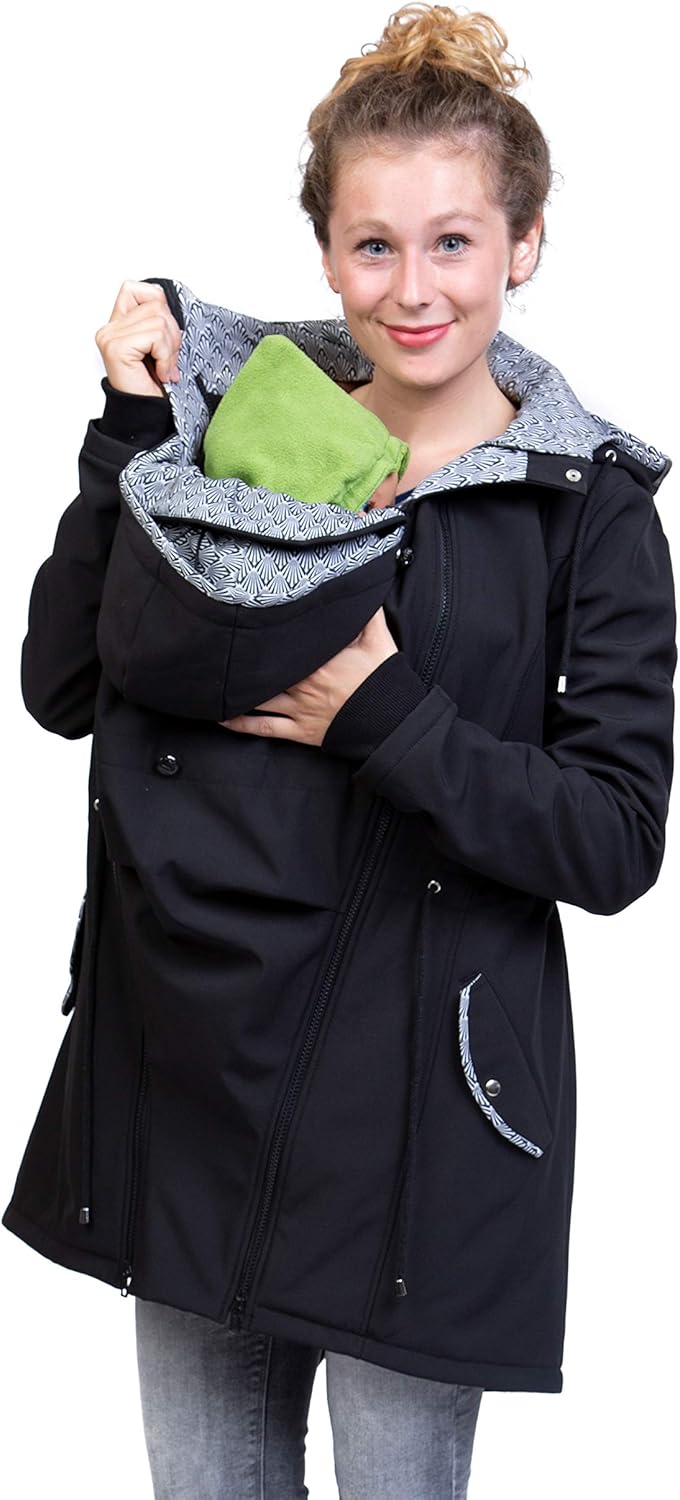 Viva la Mama 4in1 Trageparka für Tragen auf dem Rücken oder der Brust, Allwetter Softshell - PINA XX
