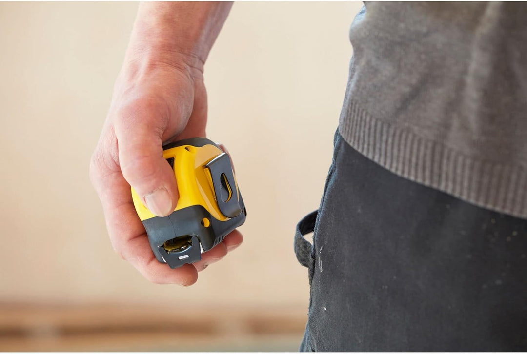Stanley FatMax Bandmass Blade Armor (10 m Länge, Feststeller, automatischer Rücklauf, Gürtelclip, Dy