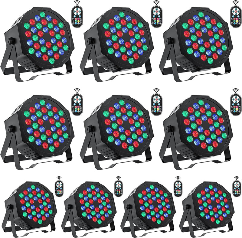 DELIBANG RGB LED Par Scheinwerfer, 10PCS 36 LED Strahler DMX512 mit Fernbedienung und Sound-Aktivier