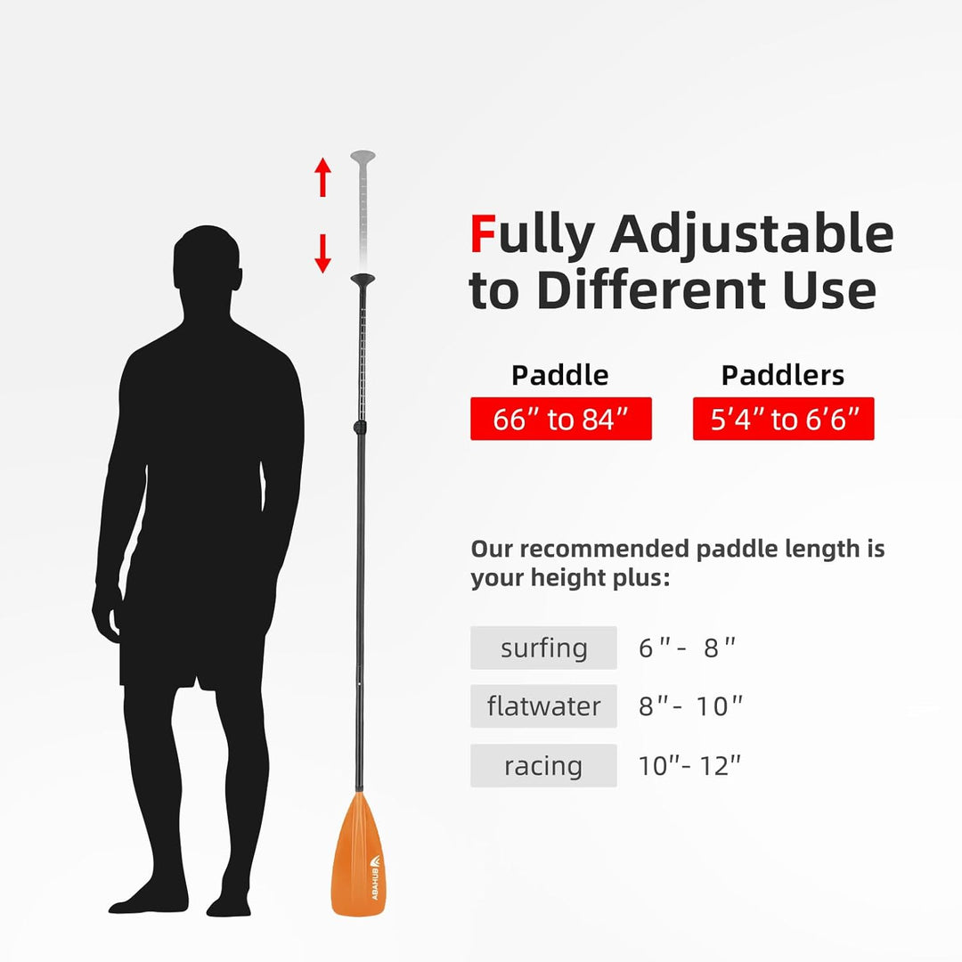 Abahub 4 teilig Carbon SUP Kajak Paddel, 2 in 1 verstellbare Stand up Paddleboard Paddel, leichte Ca