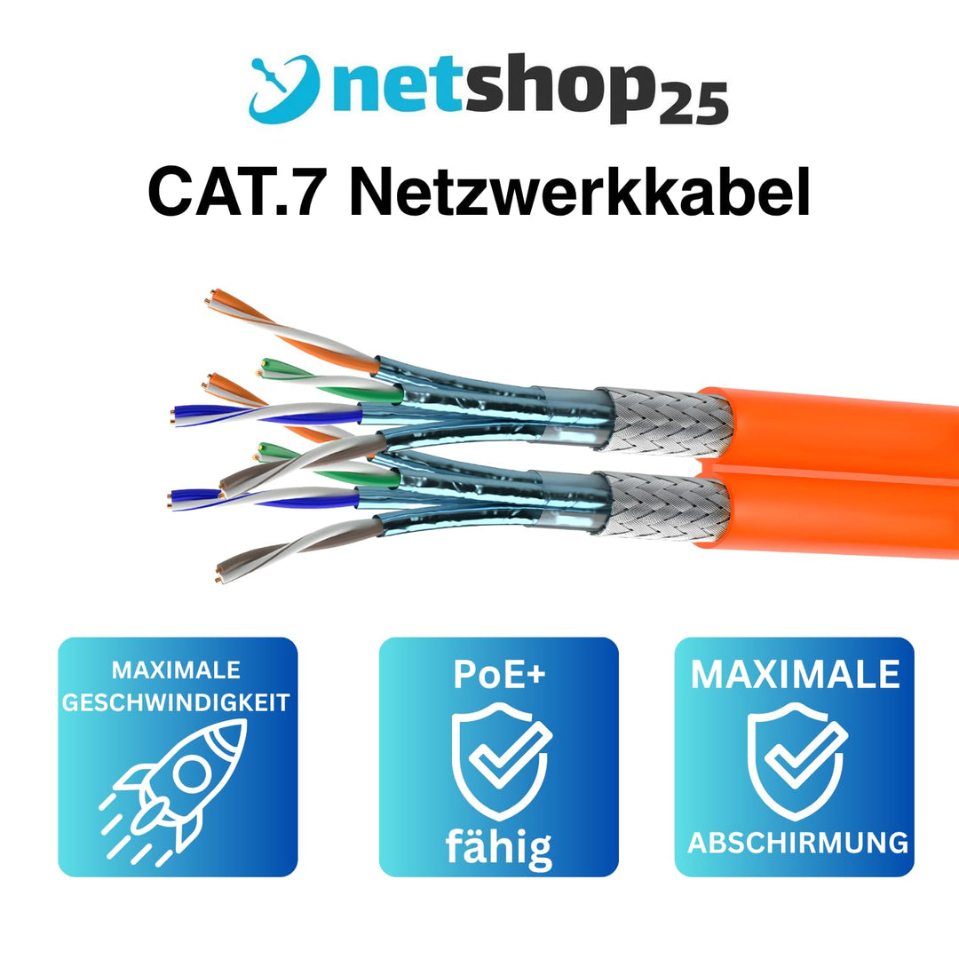 CAT.7 Netzwerkkabel 100m Duplex Verlegekabel LAN Kabel Reines Kupfer S/FTP PiMF LSZH Halogenfrei RoH