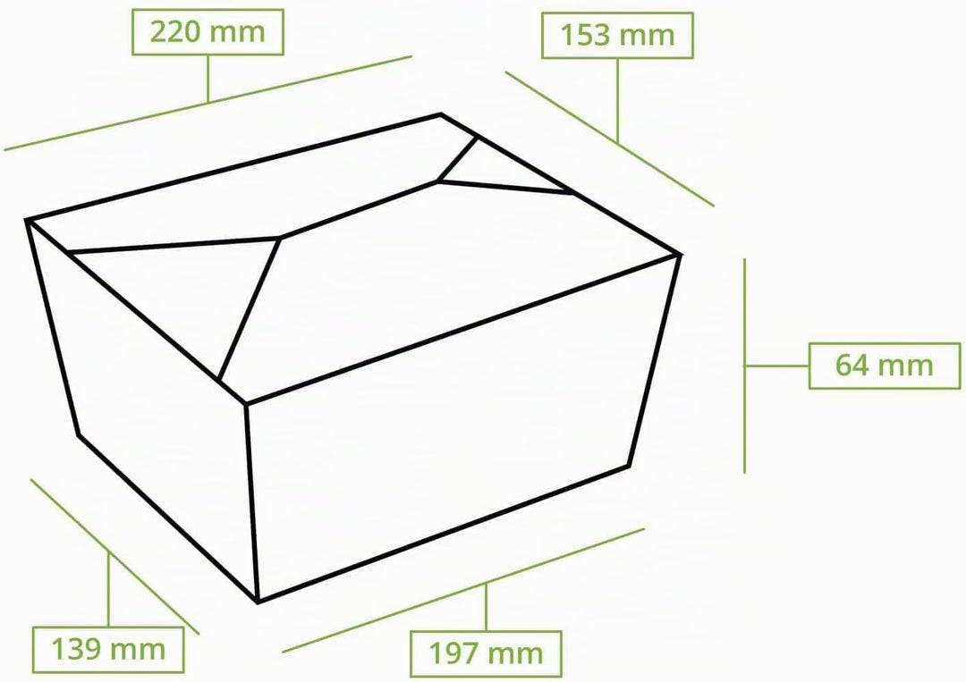 BIOZOYG Speise Box Take Away I Bio Speisebox mit Faltdeckel 1500 ml I Pappschachtel rechteckig I bra