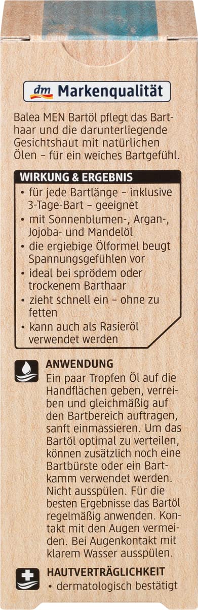 Balea MEN Bartöl mit Sonnenblumen-, Jojoba- und Mandelöl, 2er-Pack (2 x 50 ml)