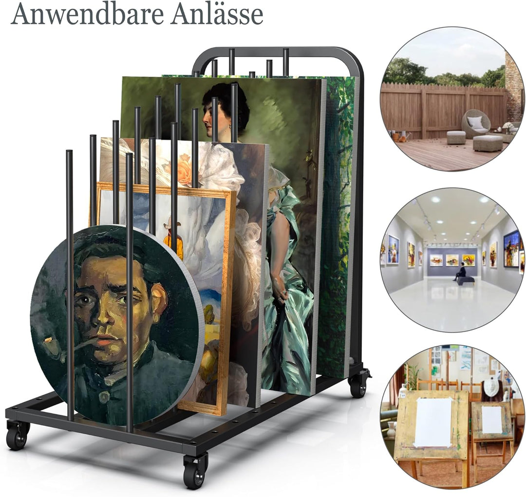 uyoyous Mobile Kunst-Trockengestell 80×83×45cm Trockengestell für Kunst Einstellbares Intervall Kuns