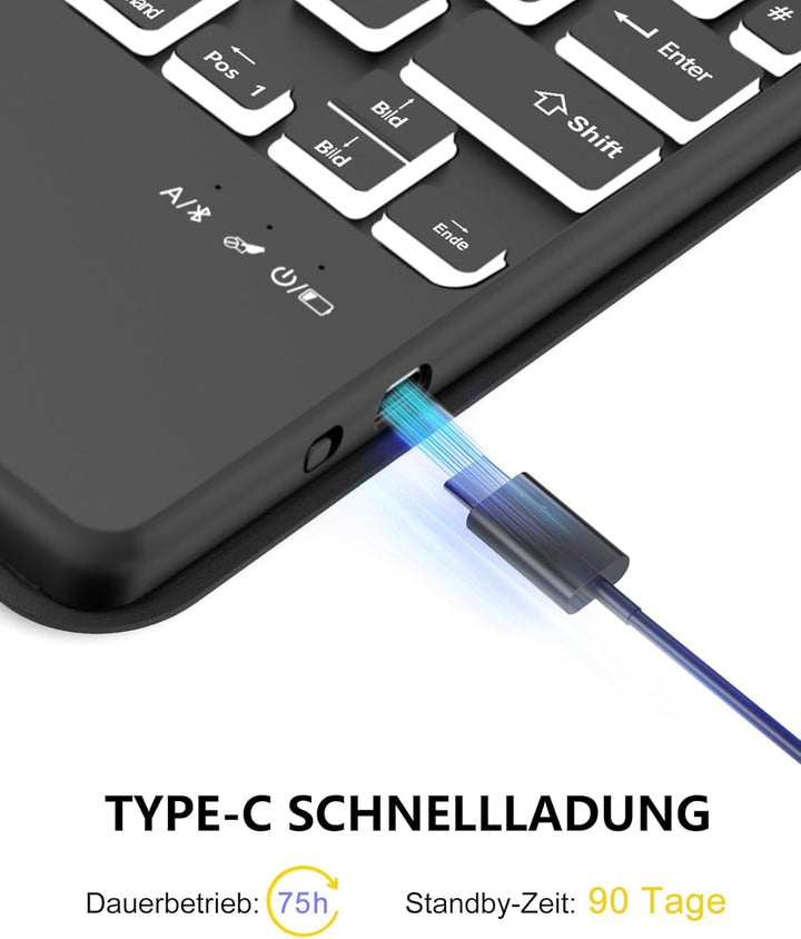 Für iPad 11. Gen A16 Hülle mit Touchpad & Beleuchtung QWERTZ | Für iPad 11 Hülle mit Tastatur - Mit