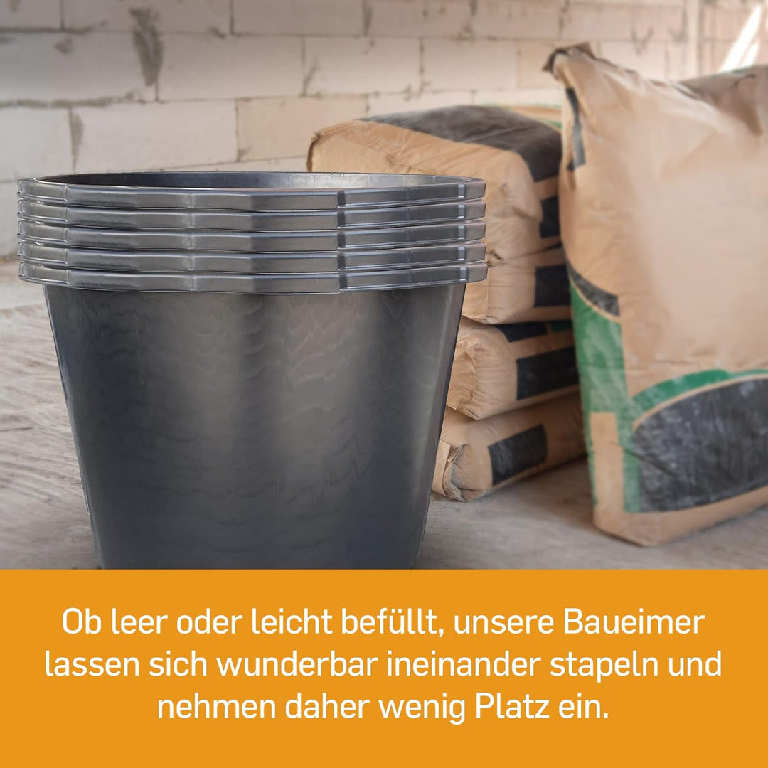 Hossi's Wholesale 10x Mörtelkübel 65l aus Kunststoff, stabile Maurerkübel, Baueimer für Baustelle un