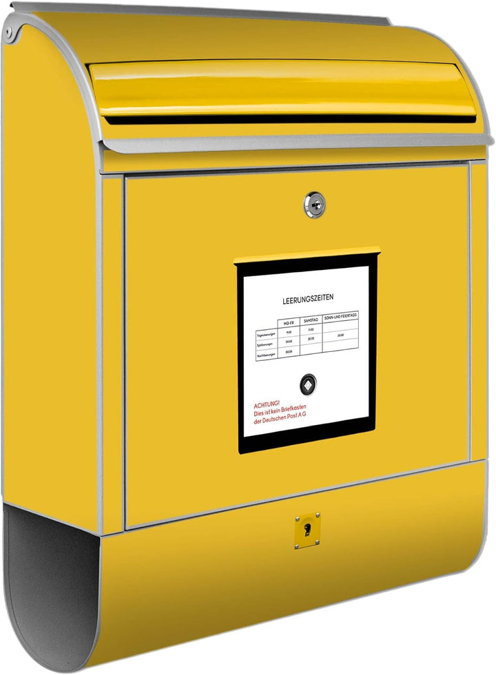 banjado® Design Briefkasten mit Motiv Briefkasten Gelb 39x47x14cm &amp; 2 Schlüssel - Briefkasten Stahl