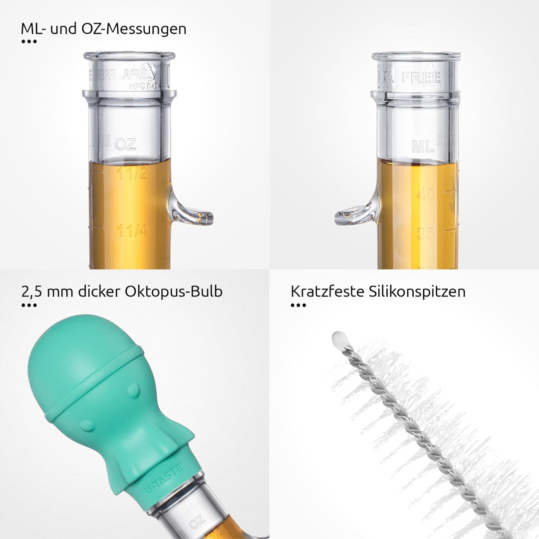 109℃ Hitzebeständige Grosse Abgewinkelte Bratenspritze: U-Taste Tritan Putenfleisch-Fettpipette mit