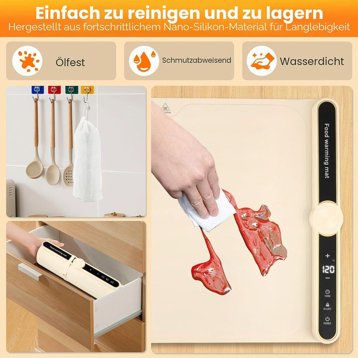 Warmhalteplatte Elektrisch, Faltbare Elektrische Wärmeplatte, 40-120°C Tragbarer Speisenwärmer Wärme