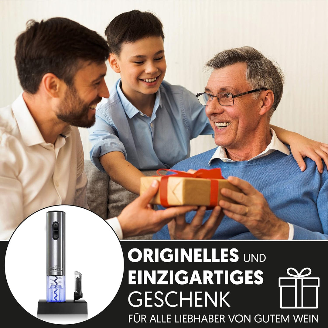 Twinz'up - Korkenzieher Elektrisch, Premium Box mit Folienschneider und Ladestation, Kabelloser Elek