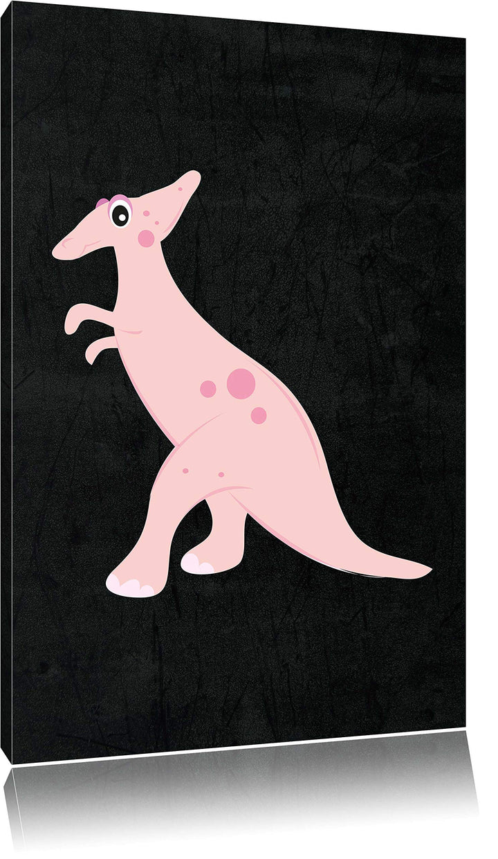 Pixxprint Niedlicher Dinosaurier schwarz, Format: 70x100 auf hochkantiges Leinwandbild, XXL riesige