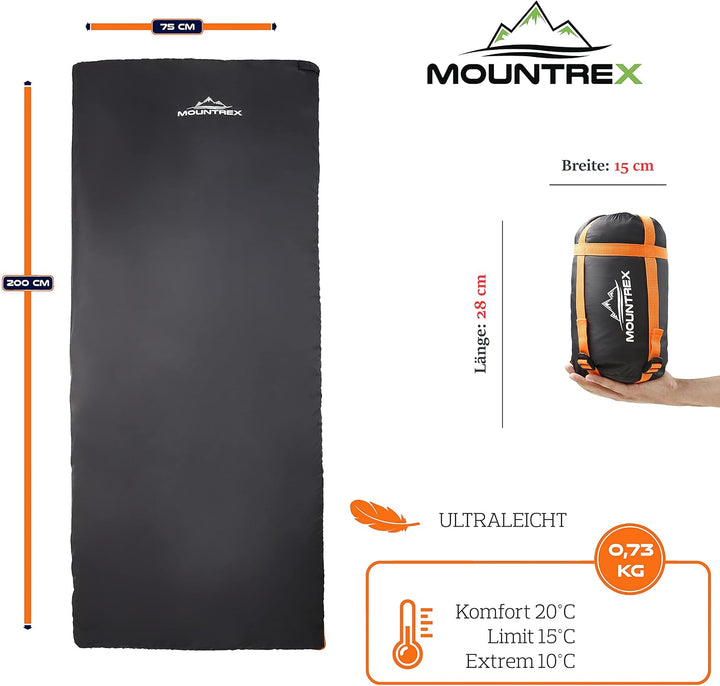 MOUNTREX Schlafsack - Sommer Deckenschlafsack, Ultraleicht Kleines Packmass | Outdoor Sommerschlafsa