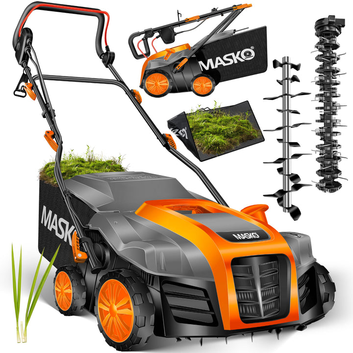 MASKO® Elektro 2in1 Vertikutierer Rasenlüfter 1800 Watt 40cm Arbeitsbreite 55L Fangkorb inkl. Lüfter