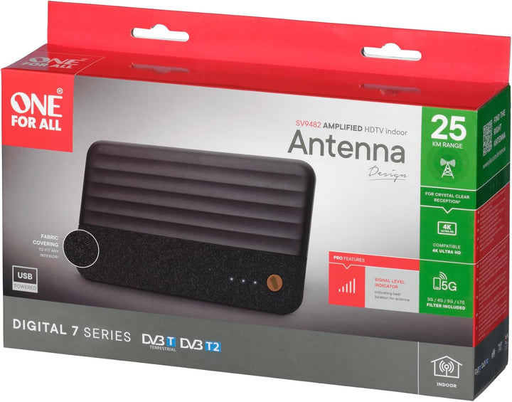 One for All SV 9482-5G Passive DVB-T/T2-Flachantenne Innenbereich Schwarz