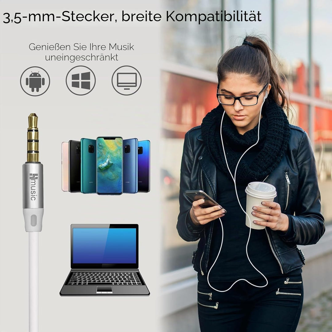 Hmusic Schlaf-Ohrstöpsel, kabelgebunden, Ultraleicht, weiches Silikon-Ohrstöpsel, 3,5 mm Kopfhörer m