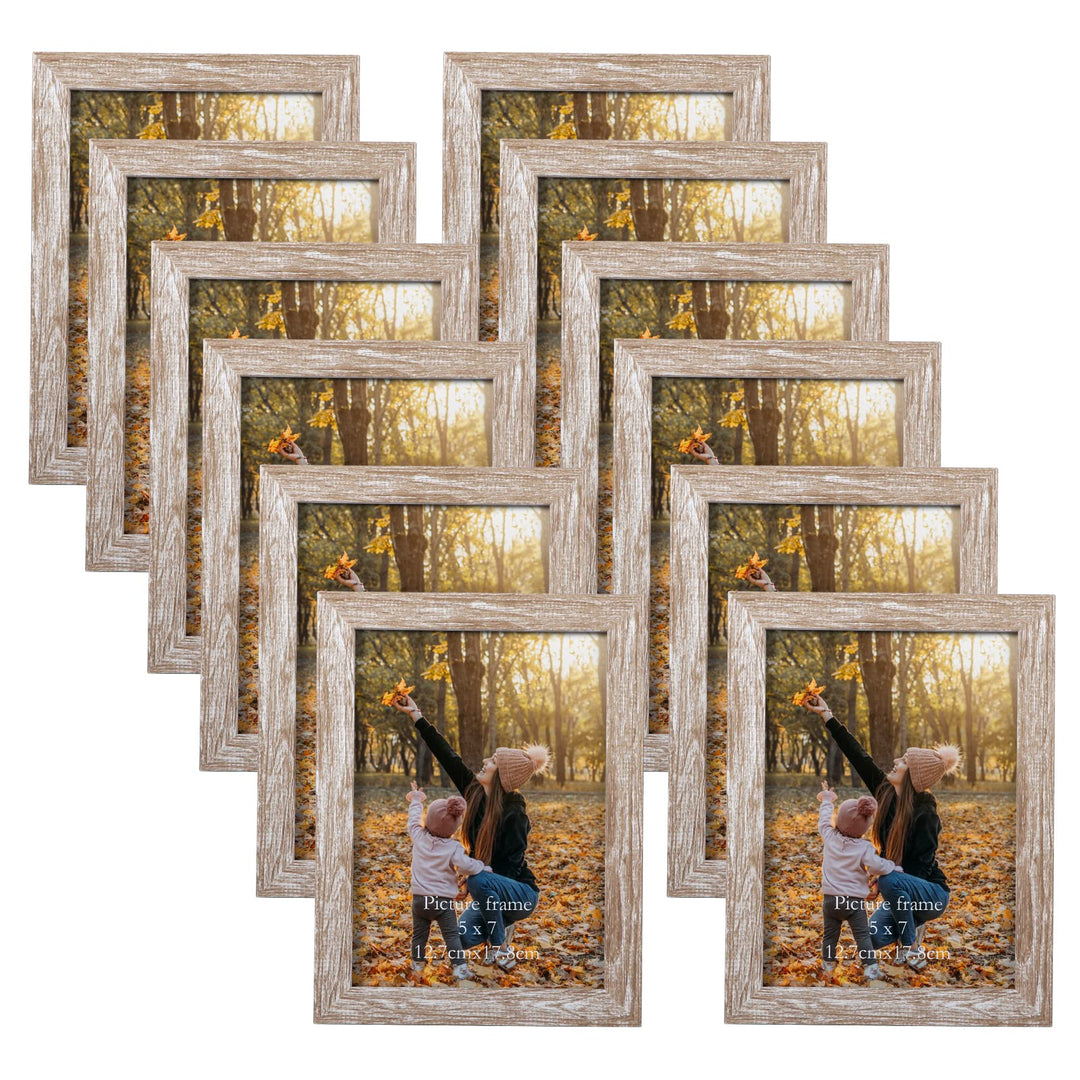 EXYGLO 12er Set Bilderrahmen 13x18 cm, Natur Fotorahmen Collage für 18x13 cm Fotos und Bilder, Kunst